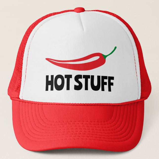 Hot Stuff funny spicy hot red cayenne chili pepper Trucker Hat (Front)