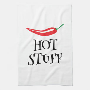 Hot Stuff funny spicy red cayenne chili pepper Kitchen Towel