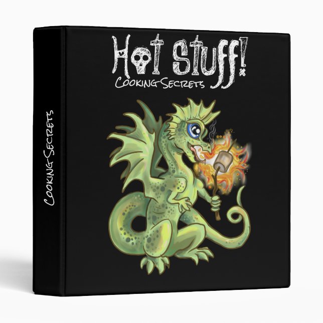 Hot Stuff! lil marshmellow roasting dragon 3 Ring Binder (Front/Spine)