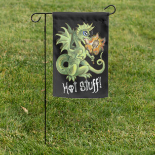 Hot Stuff! lil marshmellow roasting dragon Garden Flag