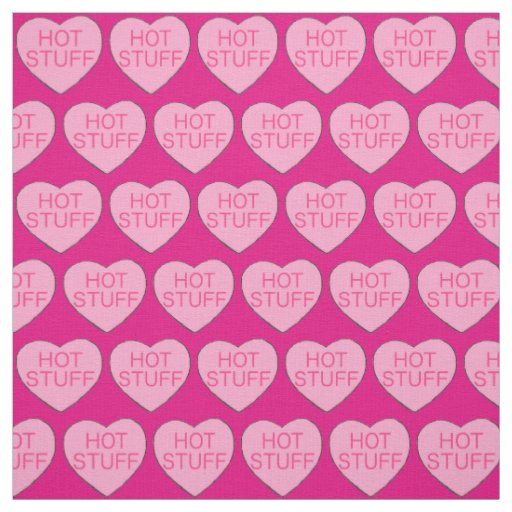 HOT Stuff Pink Candy Heart Print Valentine's Day Fabric