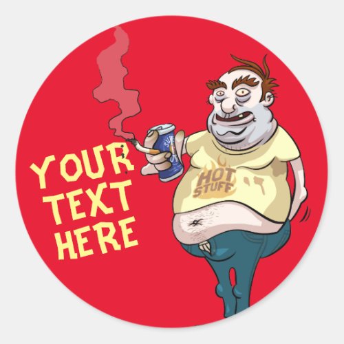 Hot Stuff Pot Belly Smoker In T_Shirt Cartoon Classic Round Sticker