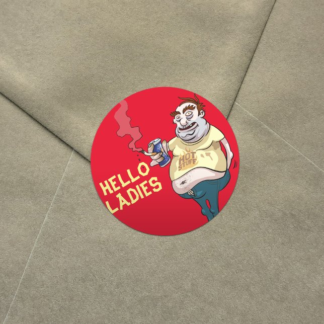 Hot Stuff Pot Belly Smoker In T-Shirt Cartoon Classic Round Sticker (Creator Uploaded)