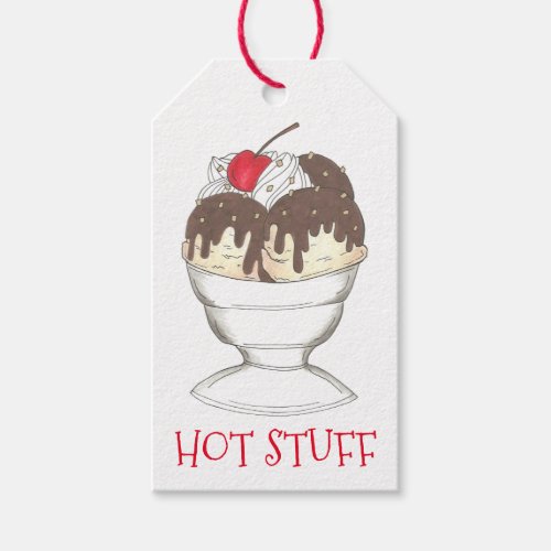 HOT STUFF Valentine Ice Cream Sundae Gift Tag