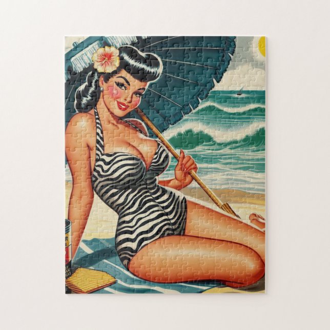 Hot Summer Beach Pin-up Jigsaw Puzzle (Vertical)