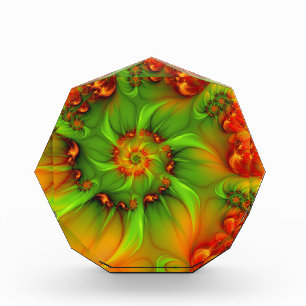 Hot Summer Green Orange Abstract Colorful Fractal Acrylic Award
