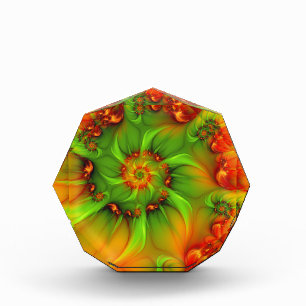 Hot Summer Green Orange Abstract Colorful Fractal Acrylic Award