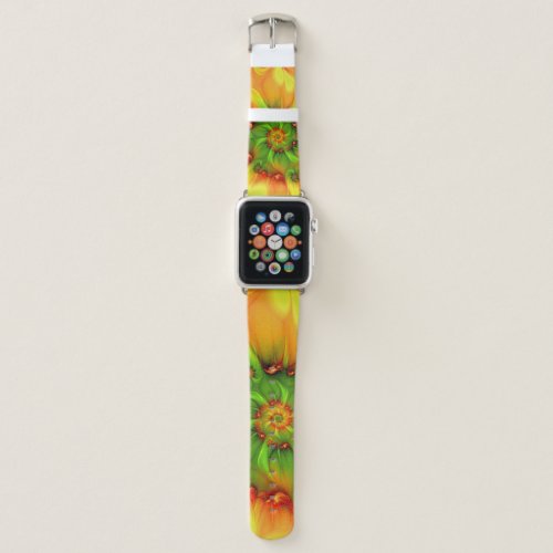 Hot Summer Green Orange Abstract Colorful Fractal Apple Watch Band