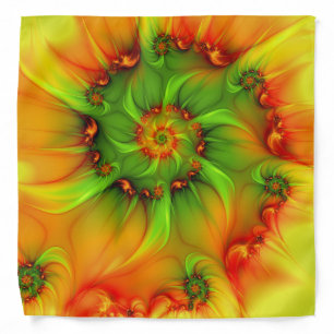 Hot Summer Green Orange Abstract Colorful Fractal Bandana
