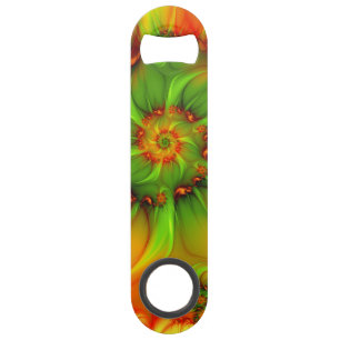 Hot Summer Green Orange Abstract Colorful Fractal Bar Key