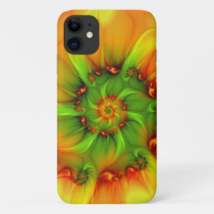 Hot Summer Green Orange Abstract Colorful Fractal iPhone 11 Case