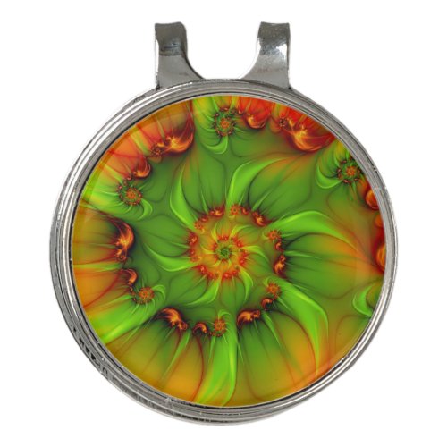 Hot Summer Green Orange Abstract Colorful Fractal Golf Hat Clip