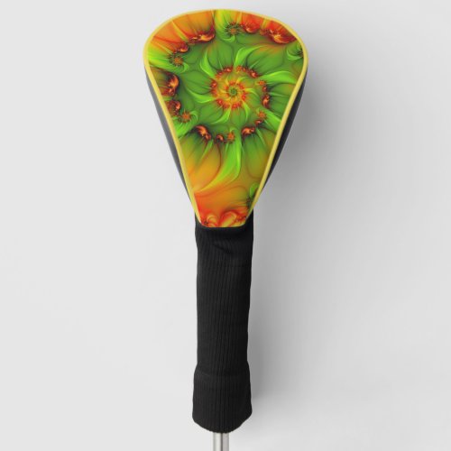 Hot Summer Green Orange Abstract Colorful Fractal Golf Head Cover