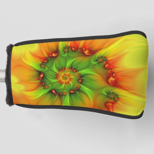 Hot Summer Green Orange Abstract Colorful Fractal Golf Head Cover