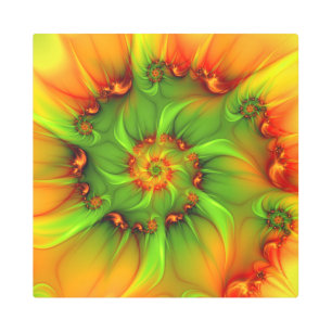 Hot Summer Green Orange Abstract Colorful Fractal Metal Print