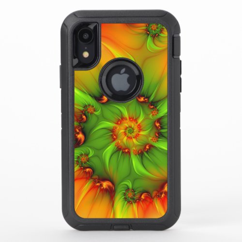 Hot Summer Green Orange Abstract Colorful Fractal OtterBox Defender iPhone XR Case