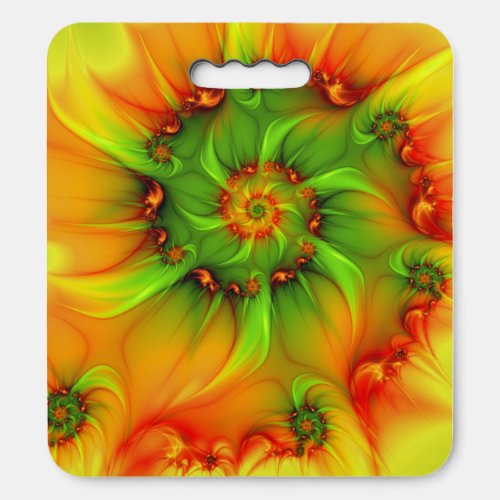 Hot Summer Green Orange Abstract Colorful Fractal Seat Cushion