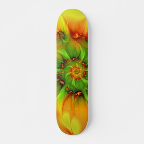 Hot Summer Green Orange Abstract Colorful Fractal Skateboard