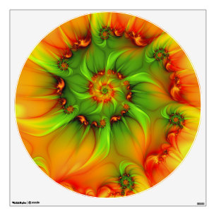 Hot Summer Green Orange Abstract Colorful Fractal Wall Decal