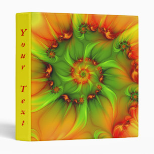 Hot Summer Green Orange Colorful Fractal Art Text 3 Ring Binder