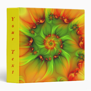 Hot Summer Green Orange Colorful Fractal Art Text 3 Ring Binder