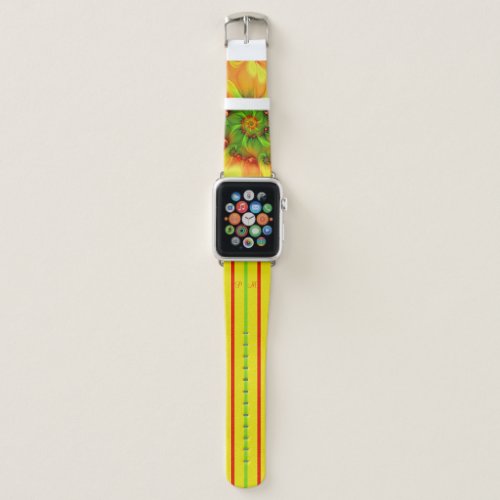 Hot Summer Green Orange Red Abstract Initials Apple Watch Band