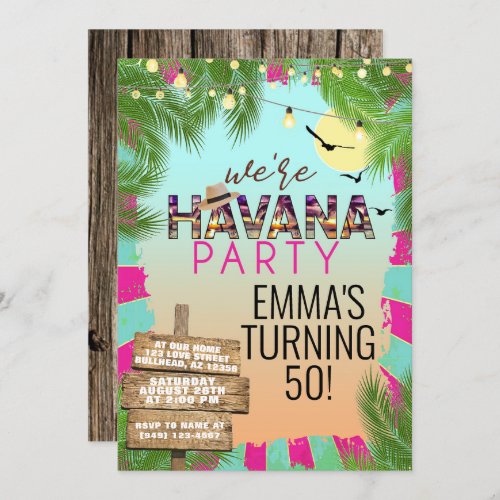 Hot Summer Havana Nights Retro Tropical Party Invitation