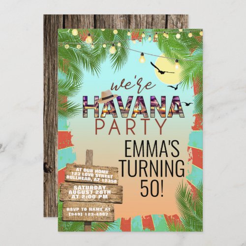 Hot Summer Havana Nights Retro Tropical Party Invitation