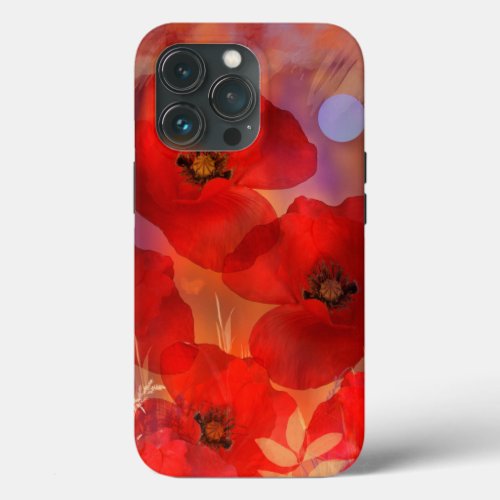 Hot summer poppies iPhone 13 pro case