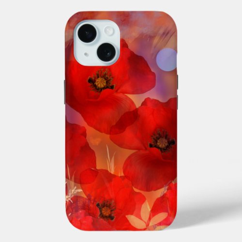 Hot summer poppies iPhone 15 case