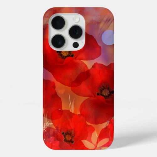 Hot summer poppies iPhone 15 pro case