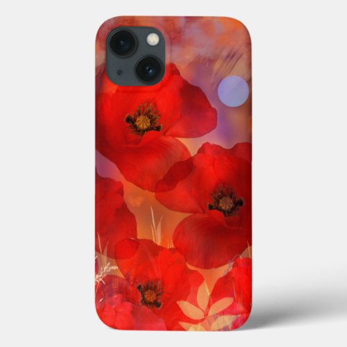 Hot summer poppies iPhone 13 case