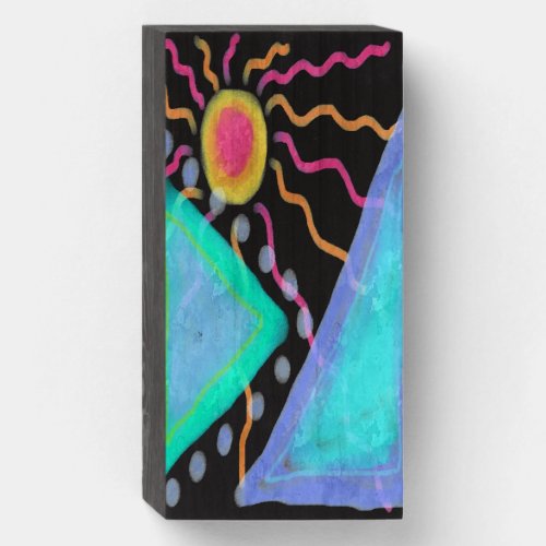 Hot Summer Sun Abstract Digital Painting Wooden Box Sign