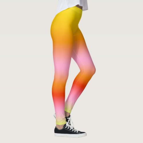 Hot Summer Tie Dye Yellow Orange Pink Printed Leggings