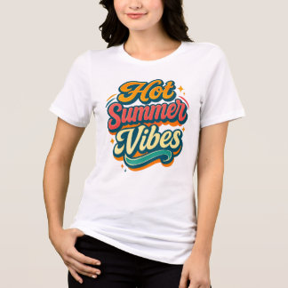Hot Summer Vibes Tee || Retro Script Beach T-Shirt
