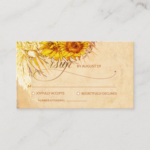 Hot Sunset Sunflower RSVP Enclosure Card