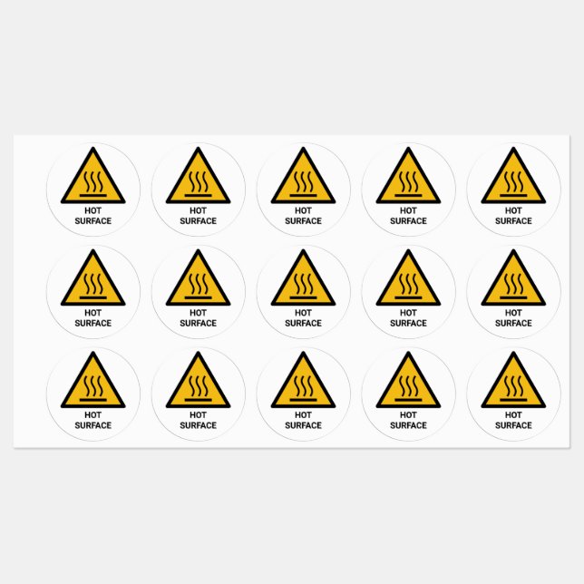 Hot Surface Warning, Extreme Heat Caution Labels (Sheet)