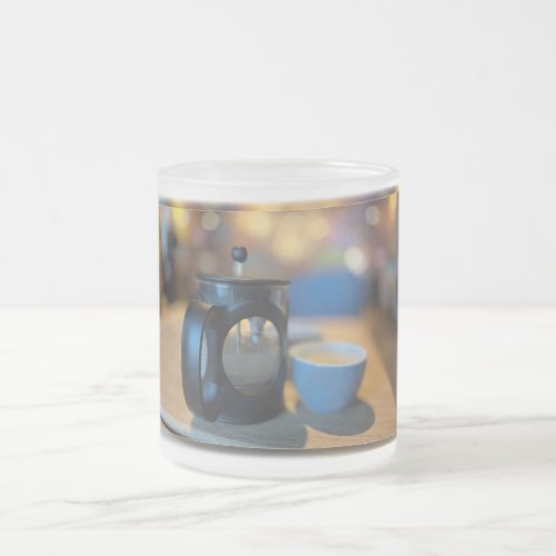 Hot tea frosted glass coffee mug