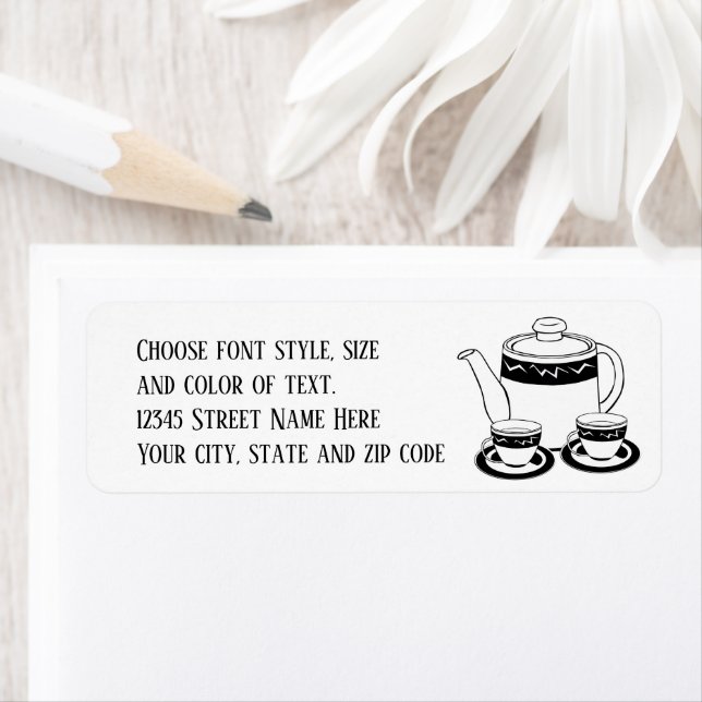 Hot Tea - Tea Pot  and Tea Cups Label (Insitu)