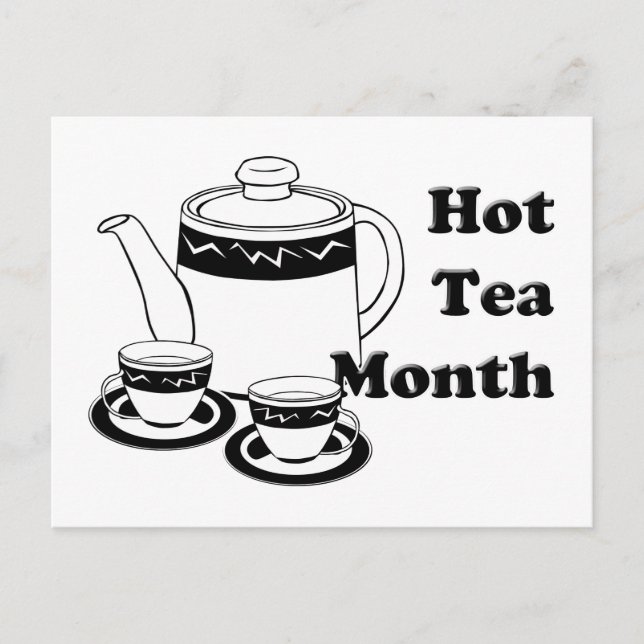 Hot Tea - Tea Pot  and Tea Cups Postcard (Front)