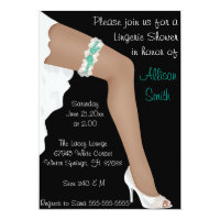 Hot Teal & White Lace Lingerie Bridal Shower Invitation