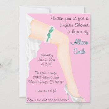 Hot Teal & White Lace Lingerie Bridal Shower Invitation by Zulibby at Zazzle