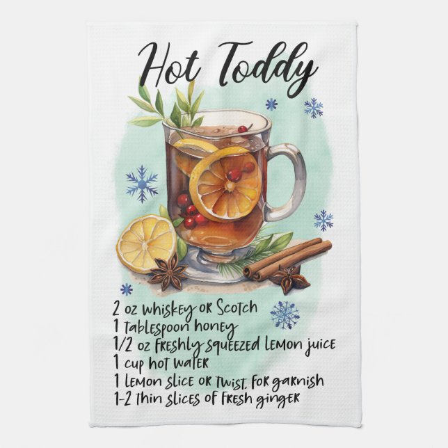 Hot Toddy Recipe Christmas recipy design Kitchen Towel (Vertical)