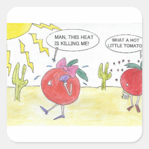 HOT TOMATO SQUARE STICKER
