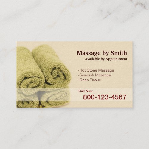 Hot Towel Massage Therapy Business Card