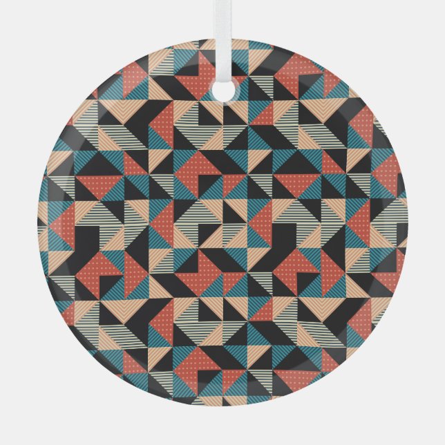 Hot Triangle: Geometric Memphis Style. Glass Ornament (Front)