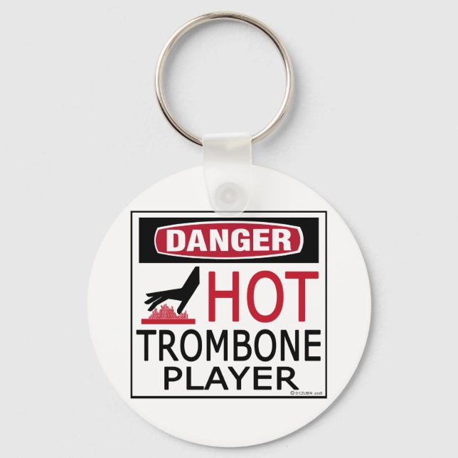 Hot Trombone Player Keychain (Front)