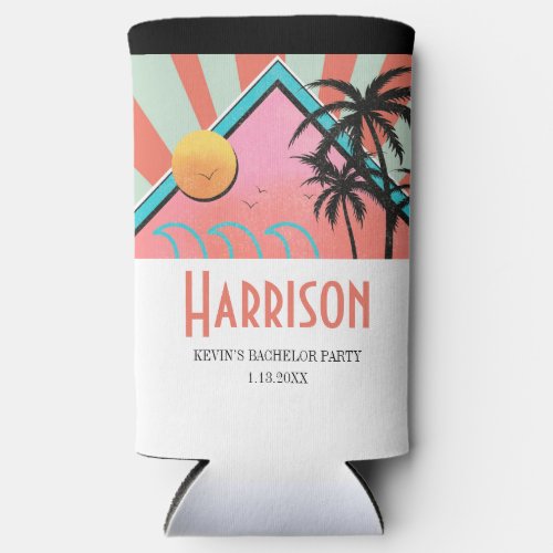 Hot Tropical Beach Bachelor Party Seltzer Can Cooler