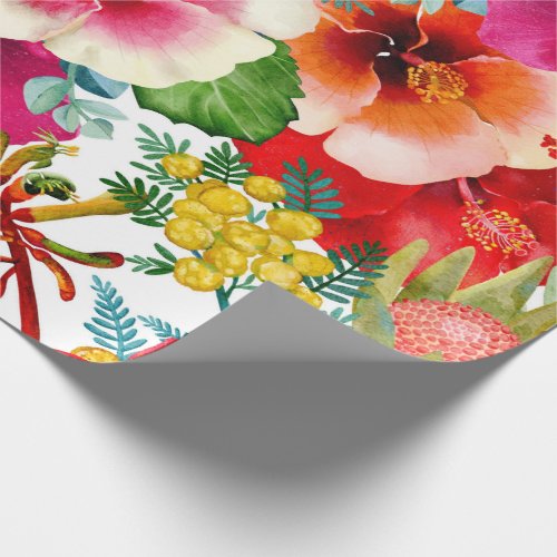 Hot Tropical Blooms Pattern Wrapping Paper