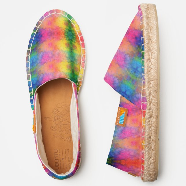 Hot Tropical Colors Fractal Tie-Dye Espadrilles (Side)
